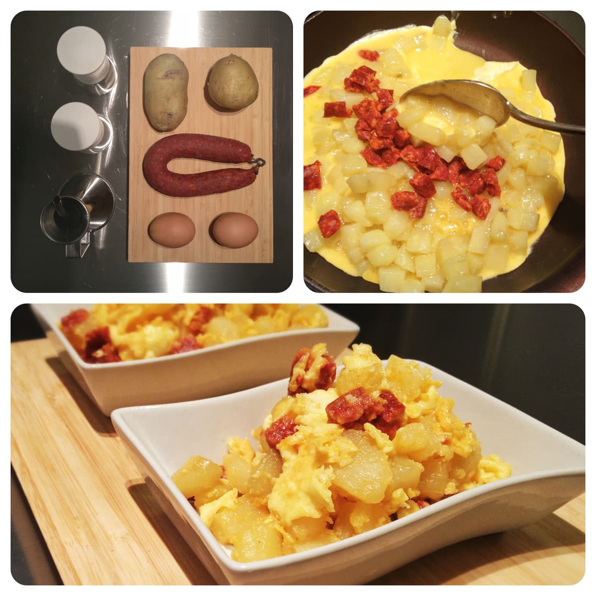 Huevos revuelto con chorizo