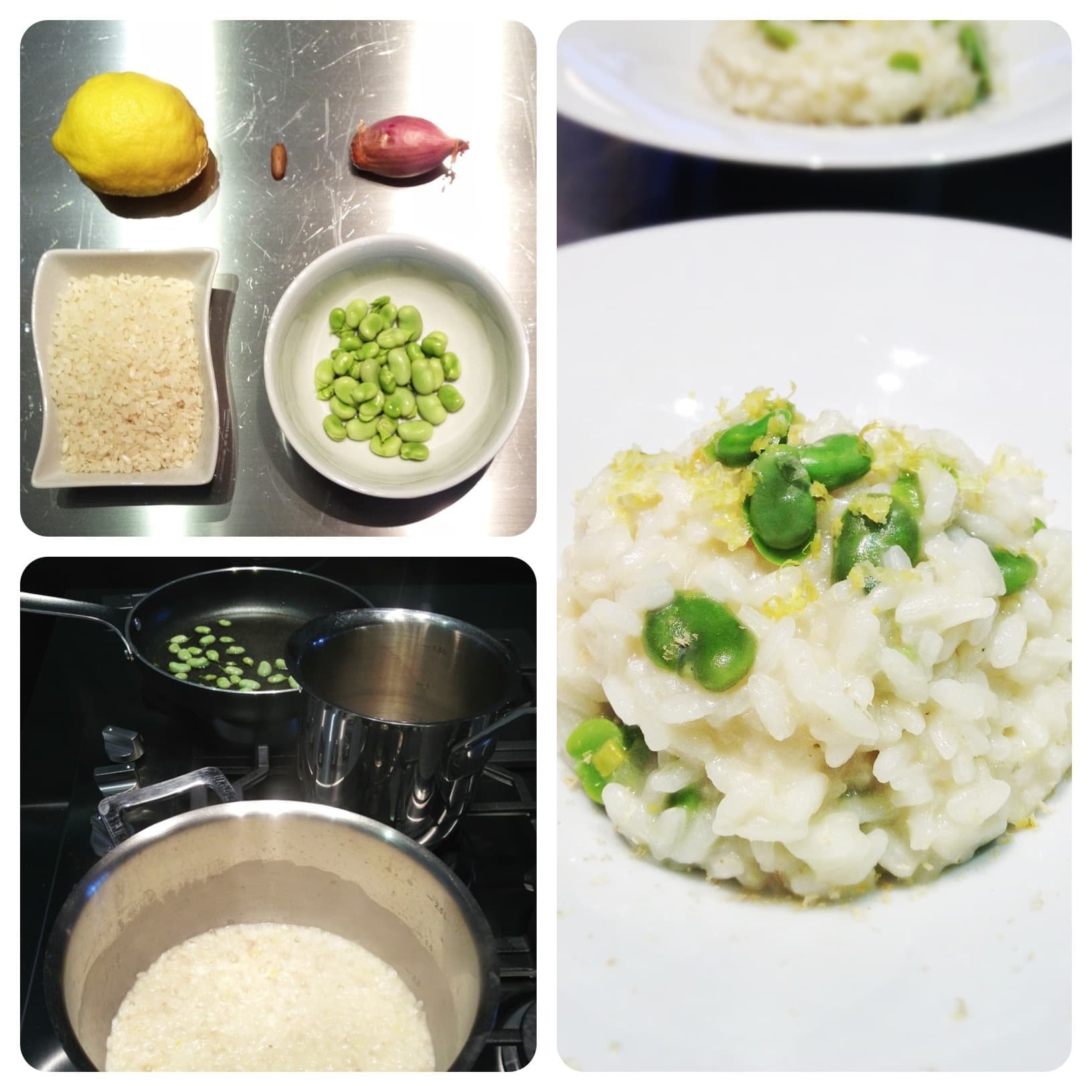 Risotto con fave, limone, fave di tonka
