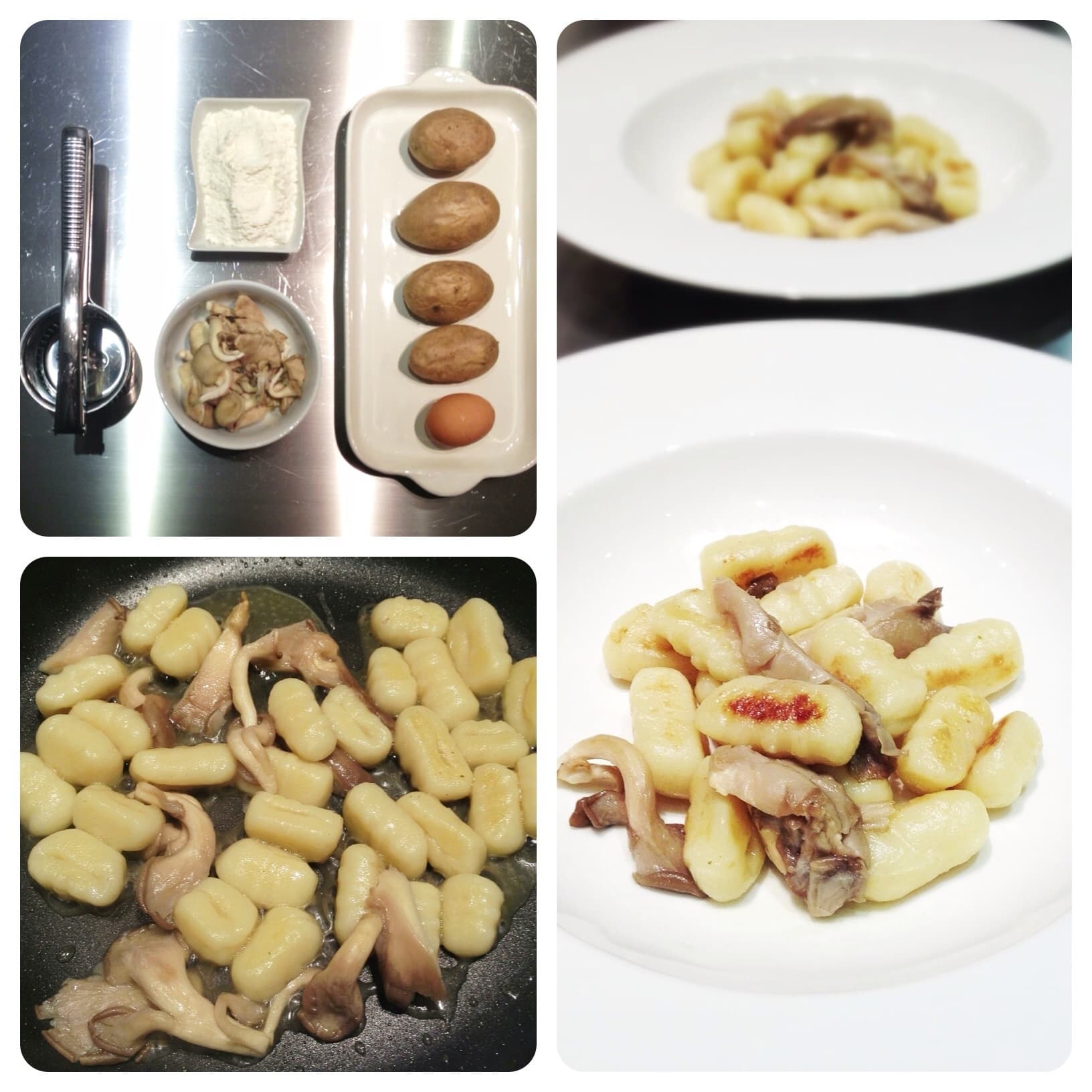 Gnocchi croccanti di patate con funghi ostrica