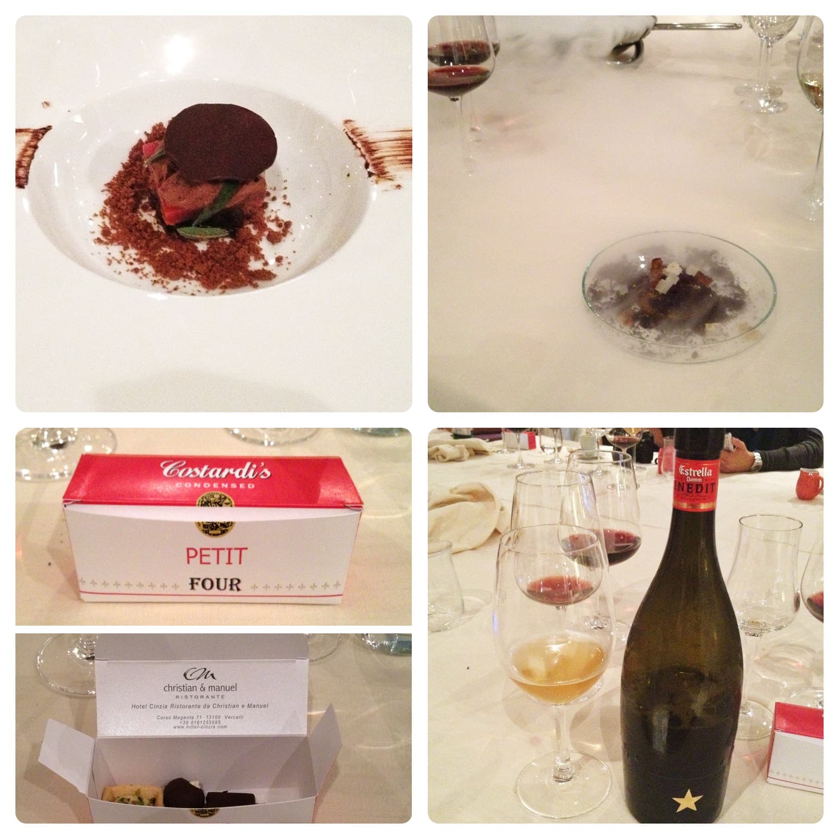 dolce melanzana, fumo - mousse di liquirizia granita di limone polvere di biscotto di riso nero gelatina di tabacco, petit four