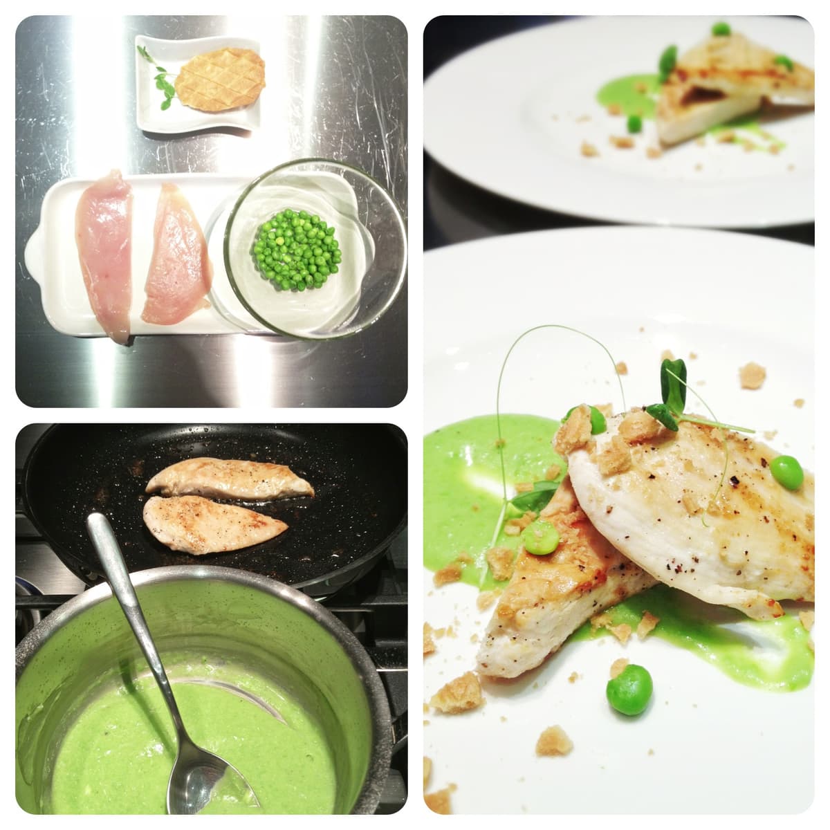 Pollo, piselli e biscotti