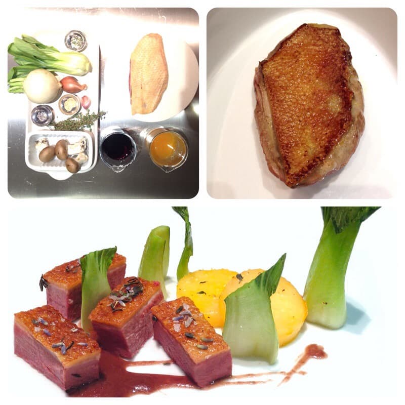 Anatra croccante, rape caramellate, bok choy