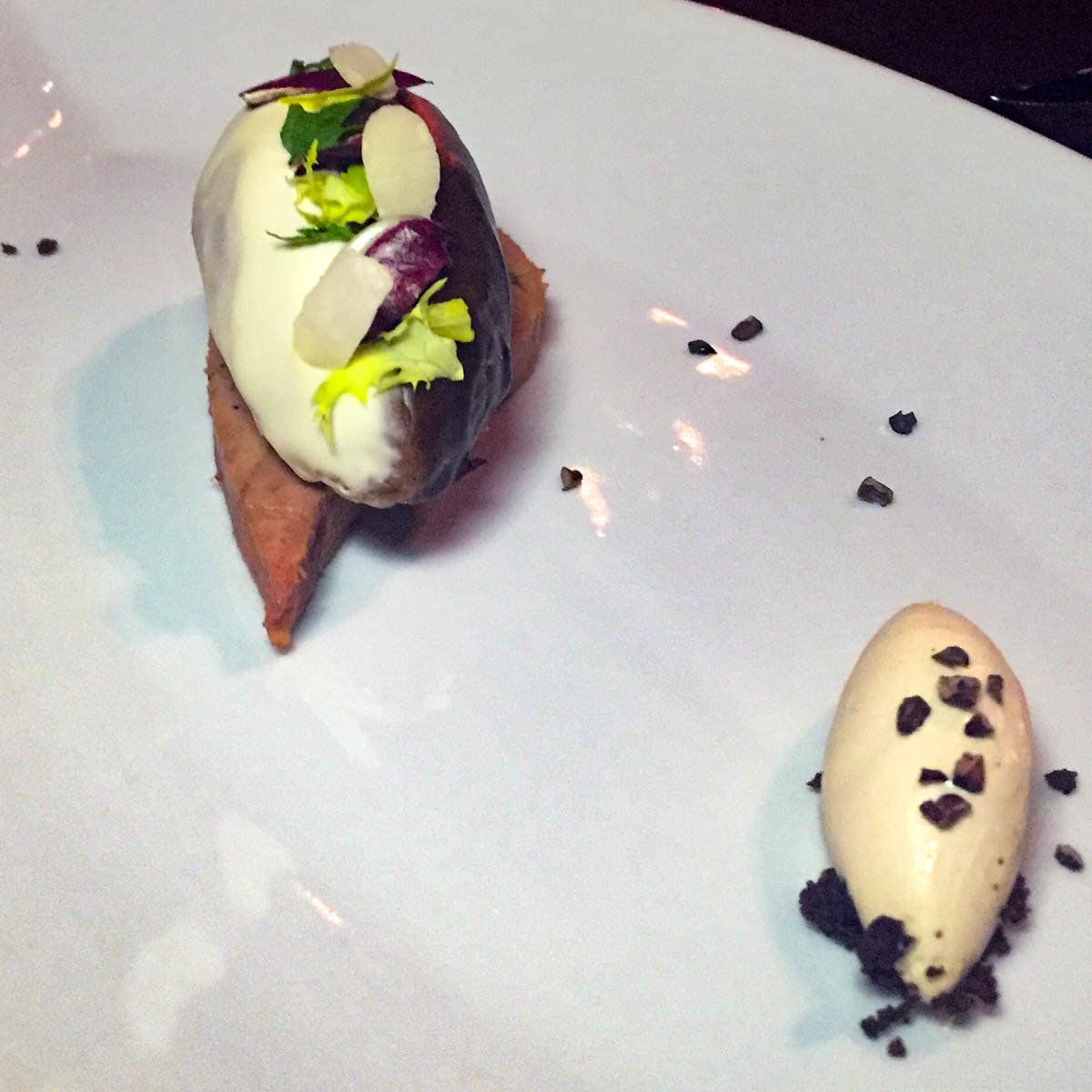 Quaglia farcita al cacao amsro e foie gras