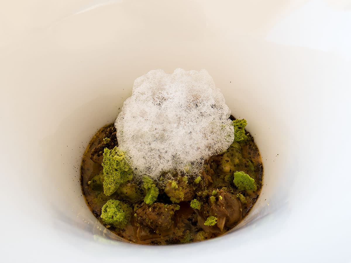 Gnocchetti di ortica, ragù di lumache, aria di bosco