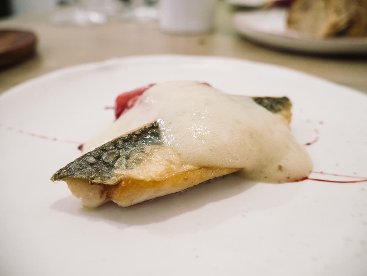 Sgombro, radicchio marinato, cipollotto