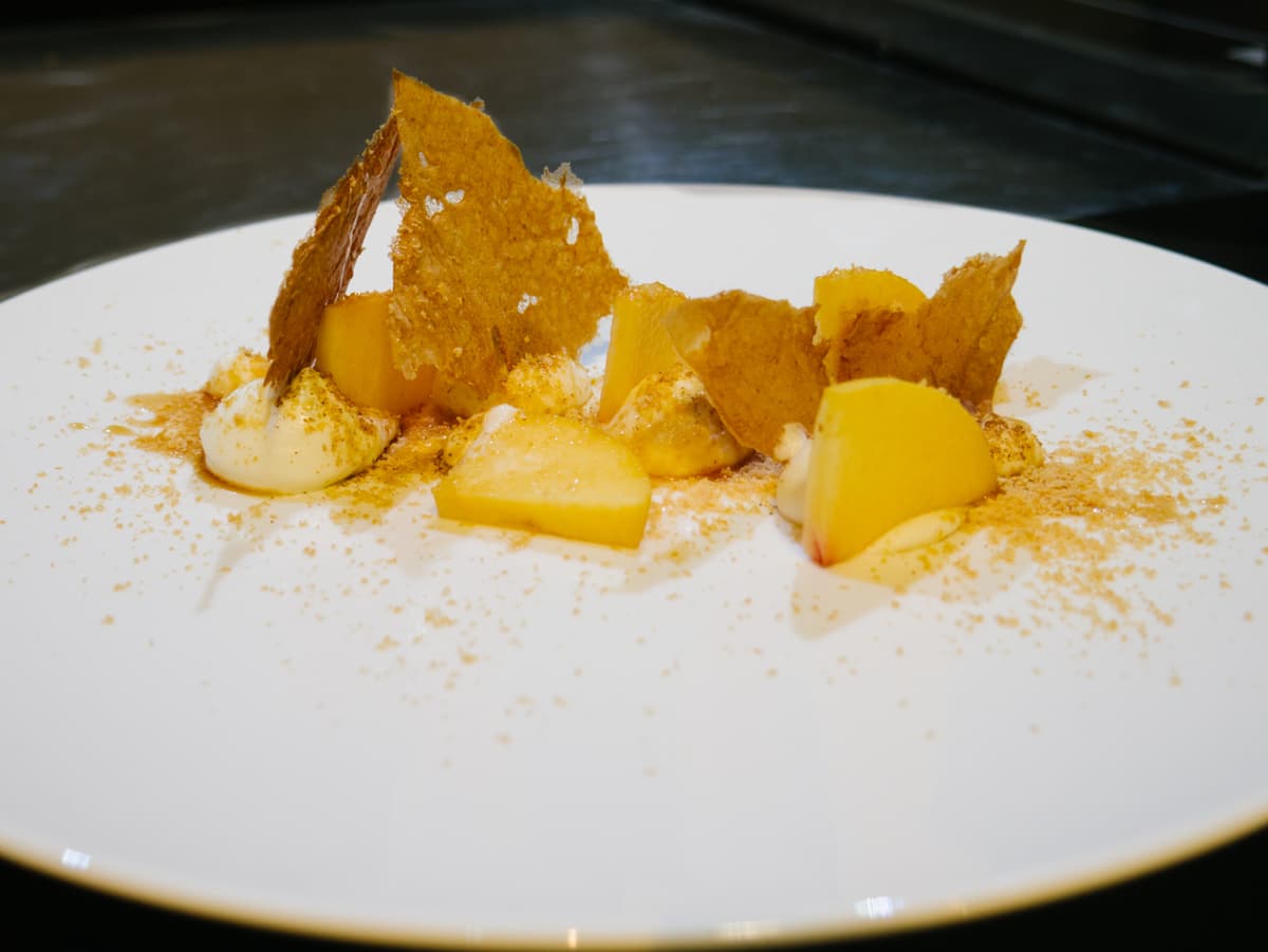Vincenzo Dinatale, Il Pellicano - Pesca, ricotta, vinsanto, cialda di pane