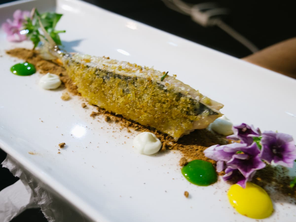 Donato Martella, Capriccio - Sgombro ripieno di ricotta, panzanella liquida