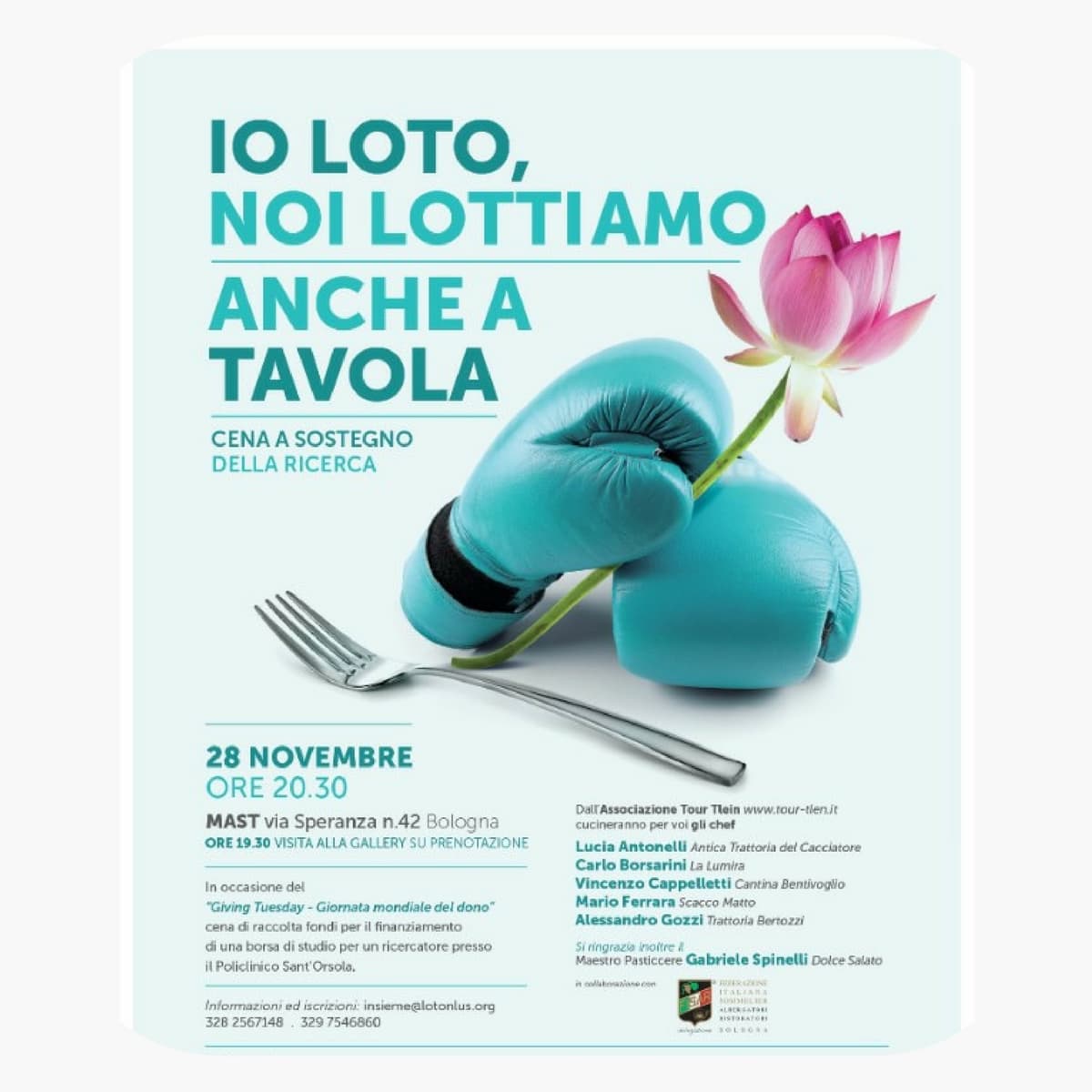 La ricerca è servita: il 28 novembre i migliori chef bolognesi insieme contro il tumore ovarico