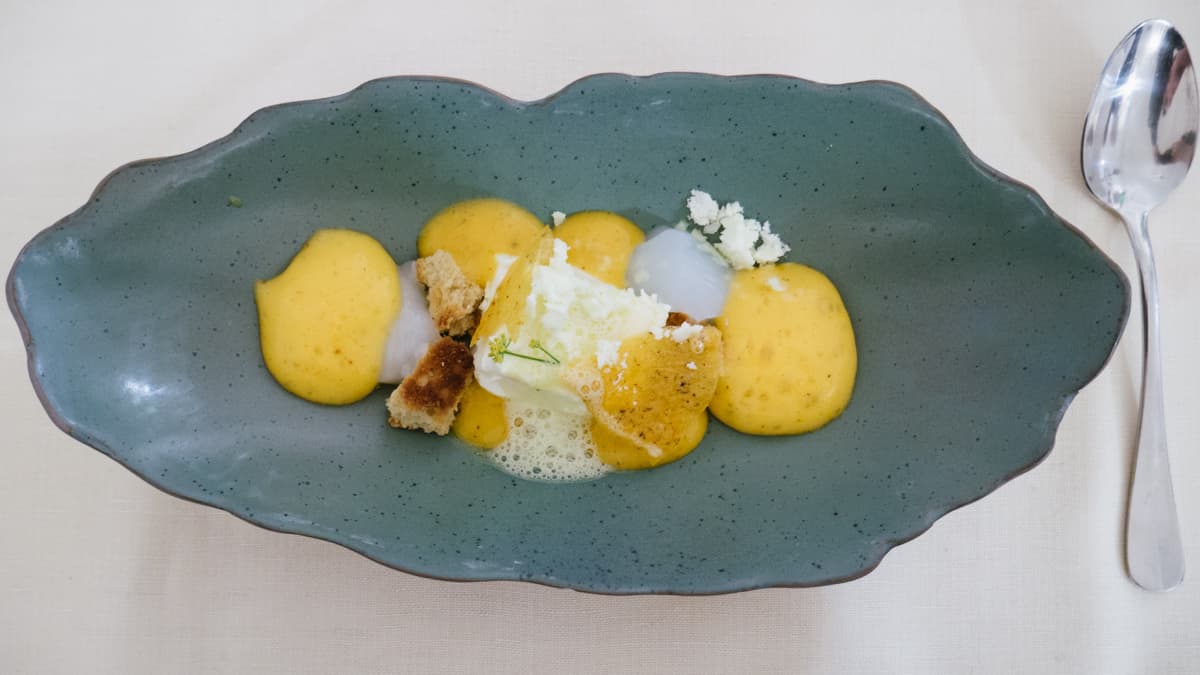 Panna cotta di Coratina, cachi, cocco(le)