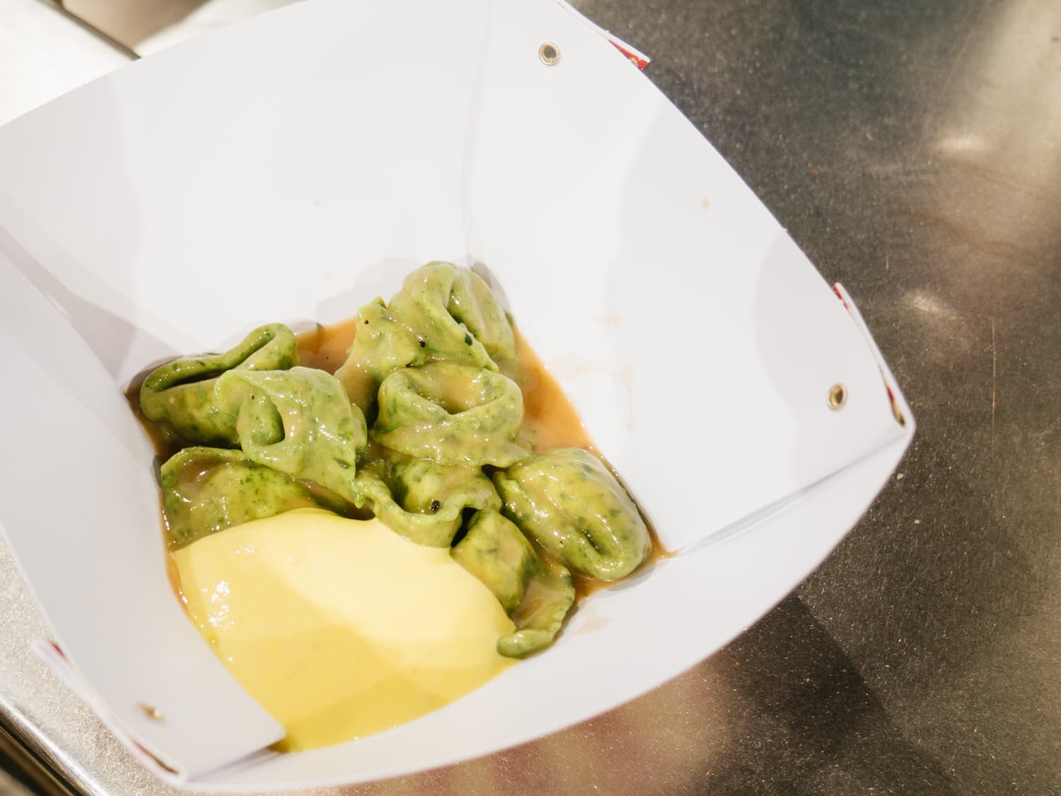 Athos Migliari - Cappelletti verdi di faraona al suo sugo di cottura e zabaione di parmigiano reggiano