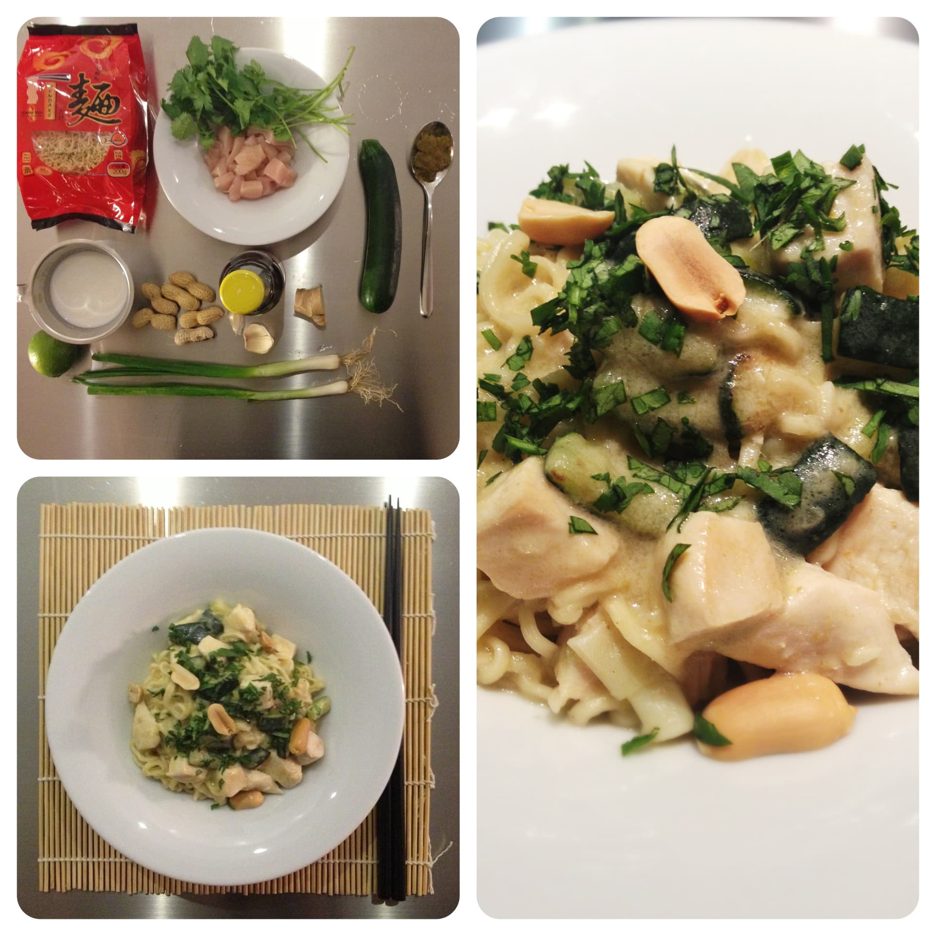 Noodle con pollo al curry