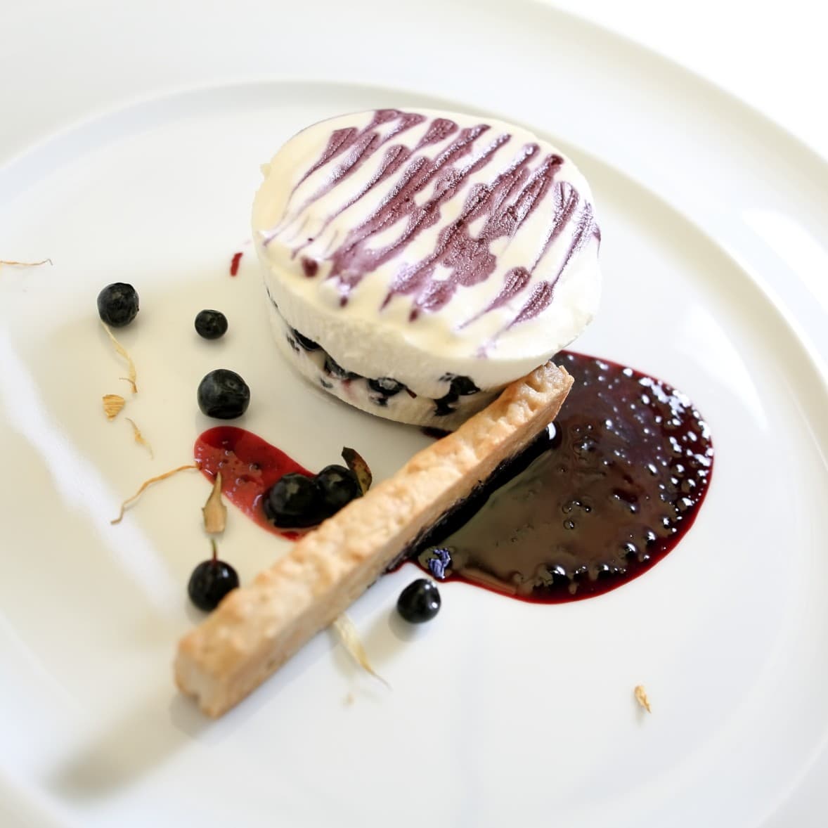 Bavarese con mirtilli e biscotto integrale all’avena